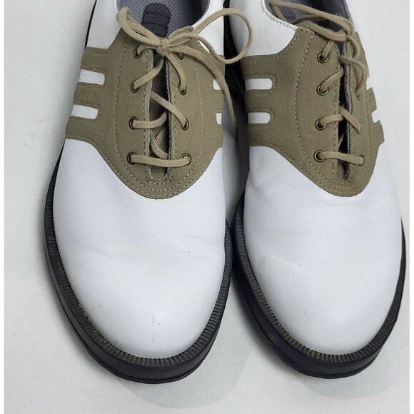 Adidas Mens ZTraxion Golf Shoes Cleats White & Olive Leather Size 7 - Picture 2 of 11